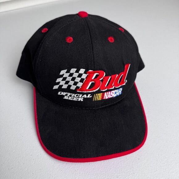 Vintage Bud Beer Racing Nascar Snapback Hat Cap Adult OS Budweiser‎ Black USA - Picture 1 of 4